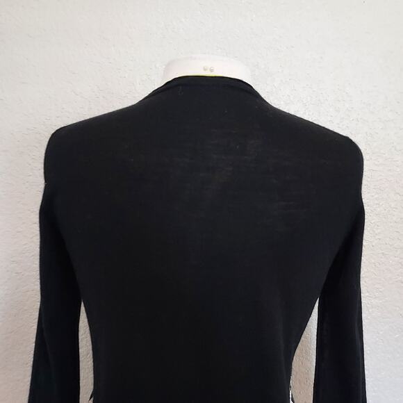 Paul Smith WoolBlack Button Cardigan Sweater w/Yellow Graphic Size S - Picture 8 of 10